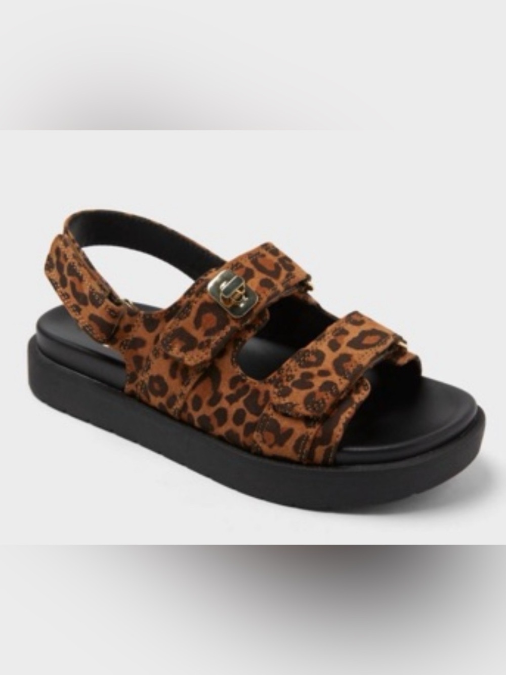 NWOT art class Leopard Print Adjustable Strap Sandals - Brown & Black